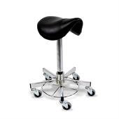 30462 Operation stool, foot operated, swivel castors, saddle seat